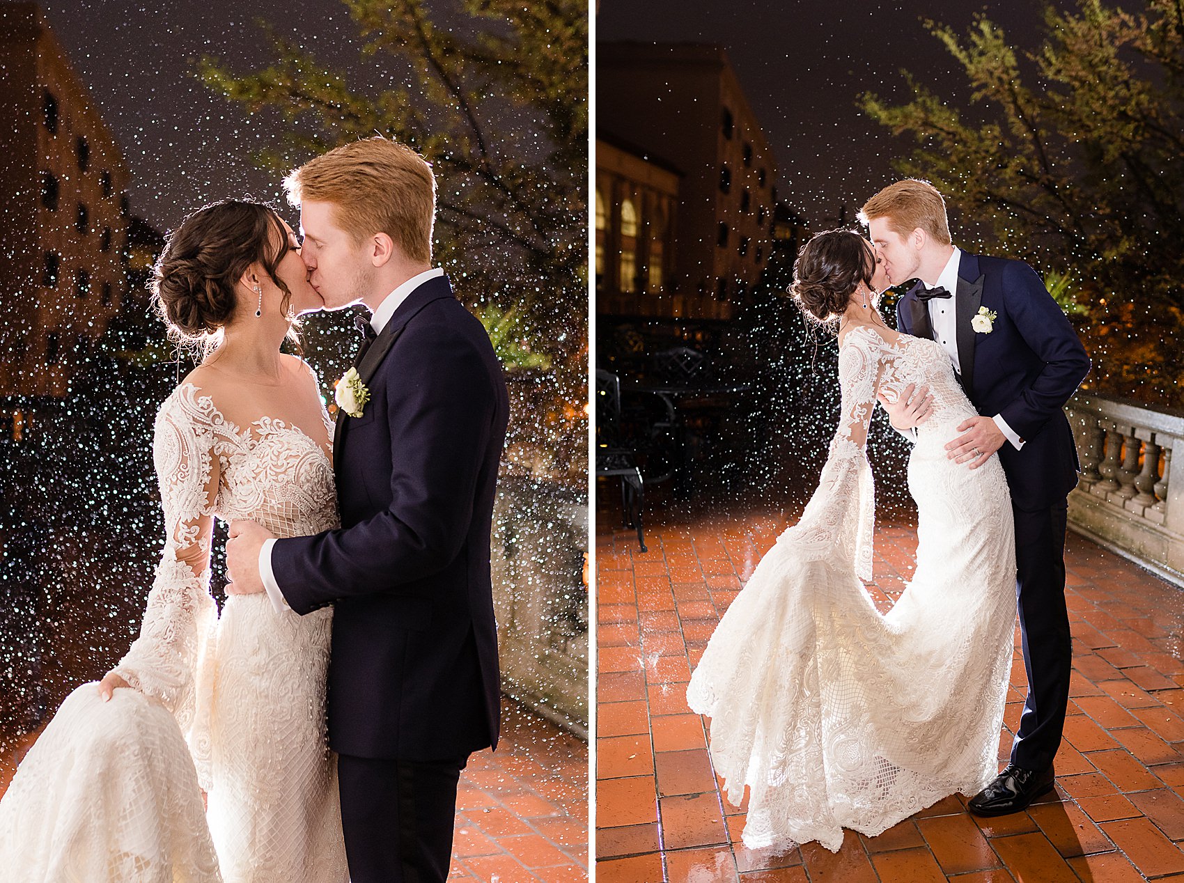 rain rainy wedding bride groom portrait Atlanta