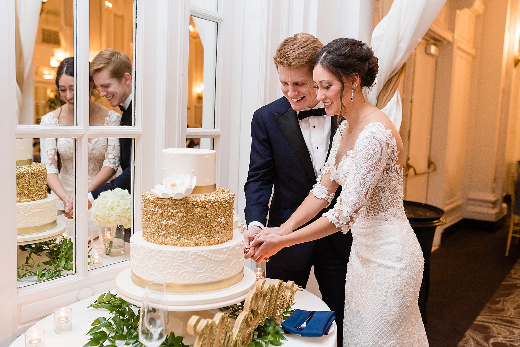 ballroom wedding georgian terrace atlanta cake cutting