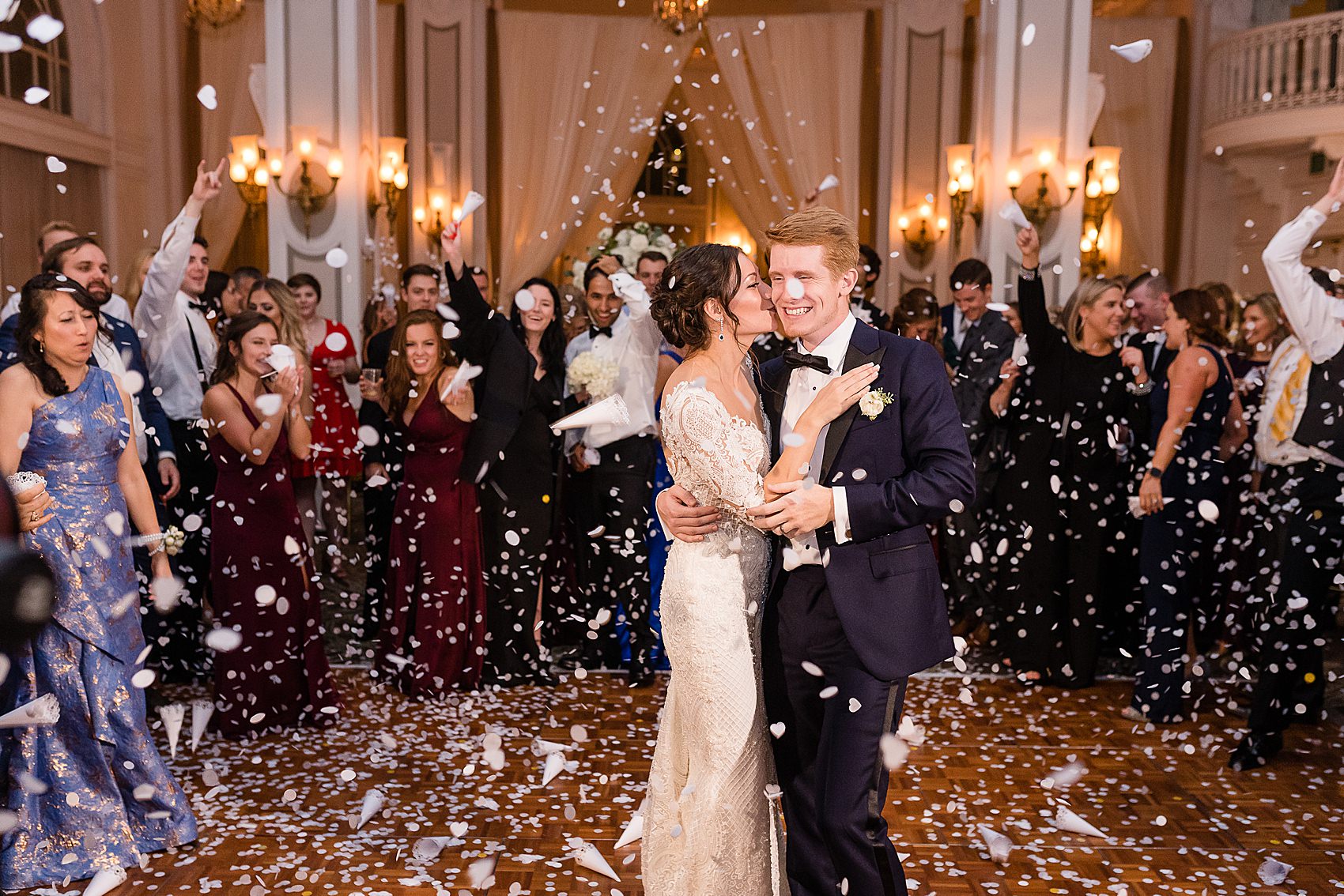 confetti toss ballroom wedding exit