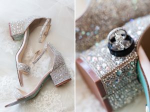 wedding shoes sparkly details rings