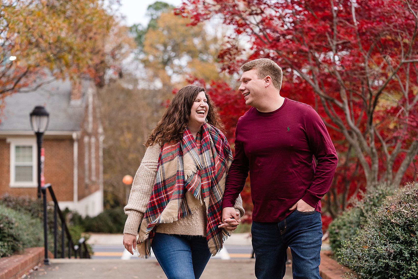 fall colors engagement christmas