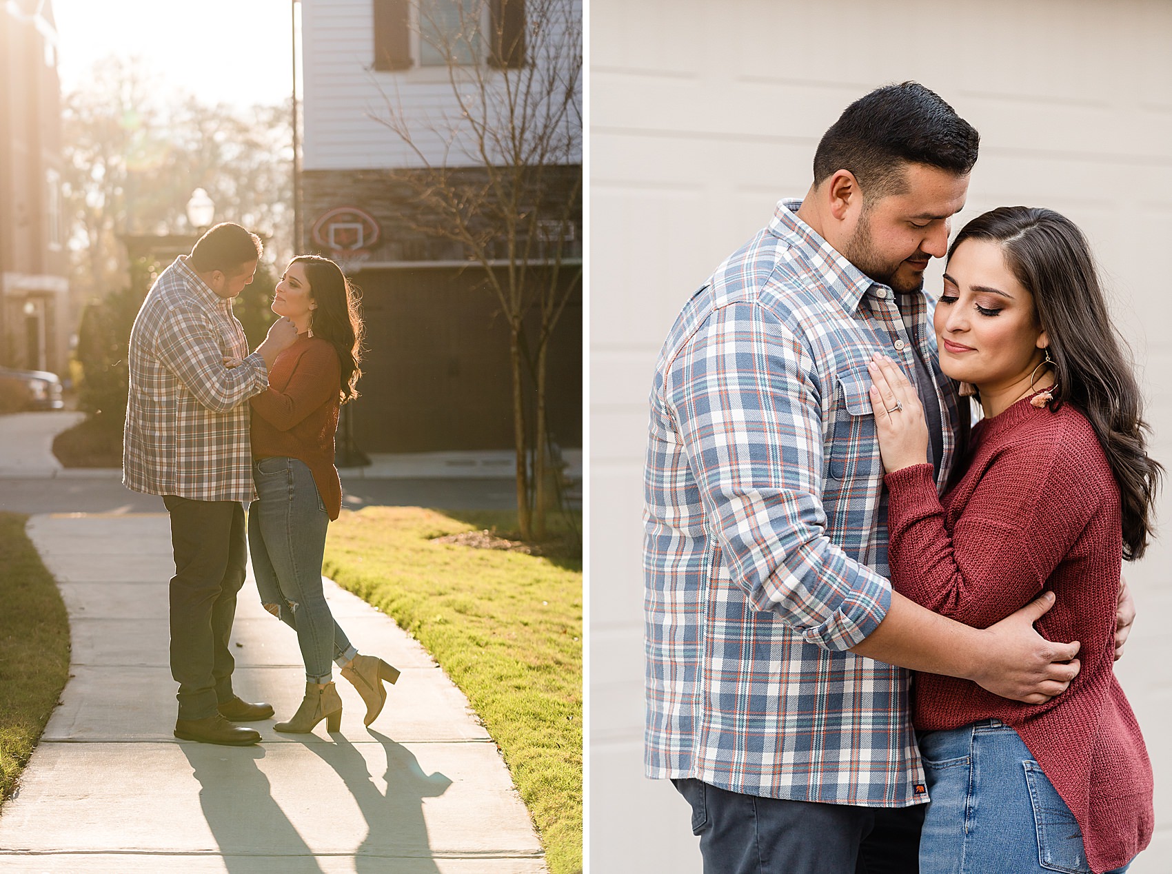 fun couple engagement home