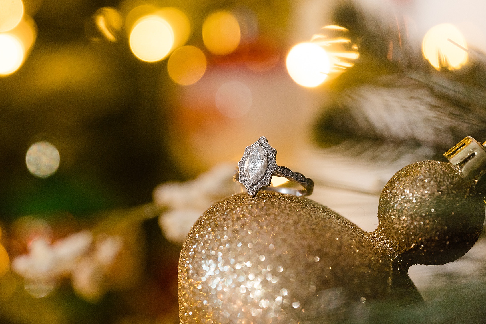 christmas tree engagement ring ornament