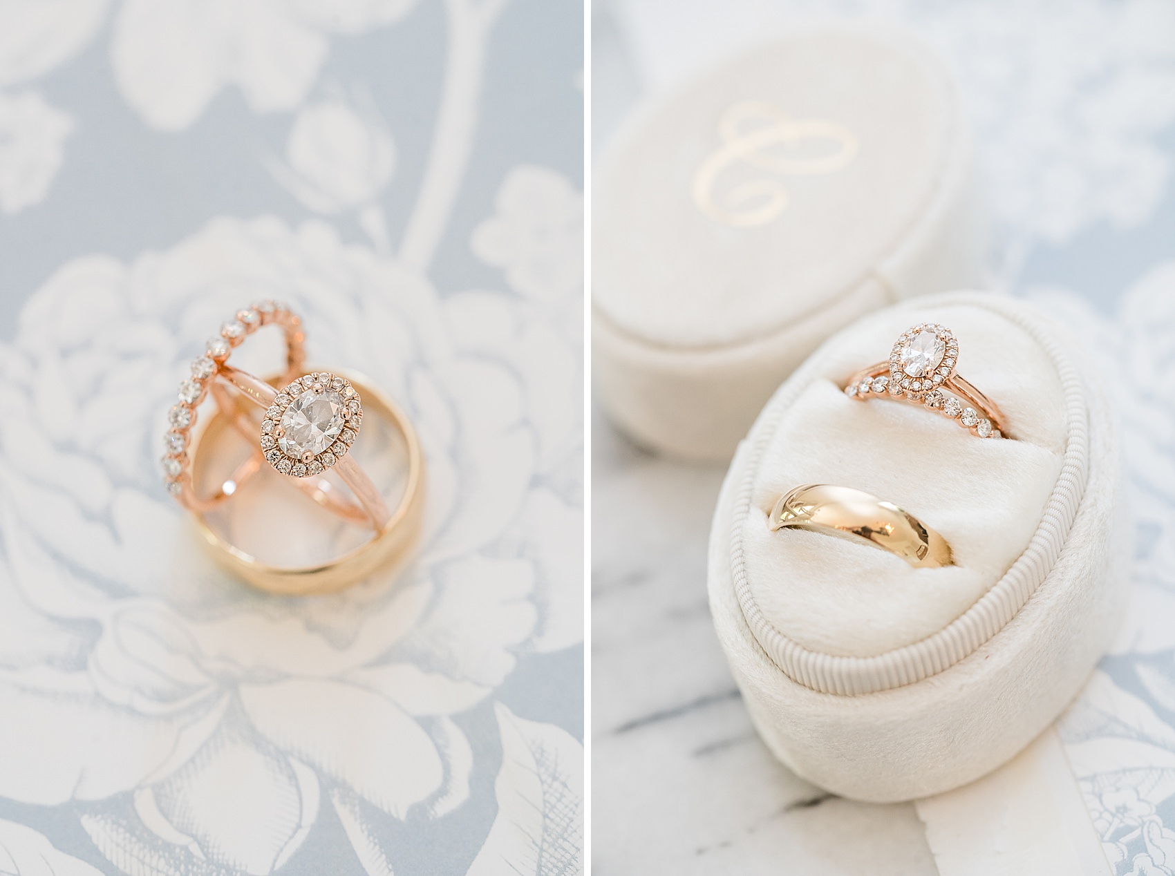rose gold engagement wedding rings