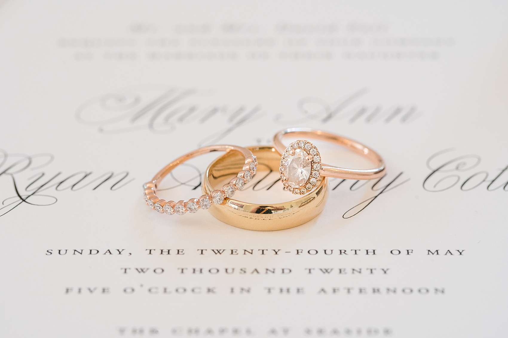 rose gold engagement wedding rings
