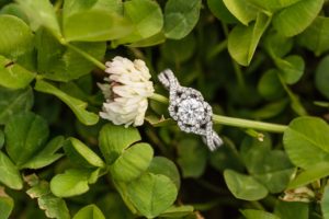 engagement ring in clovers
