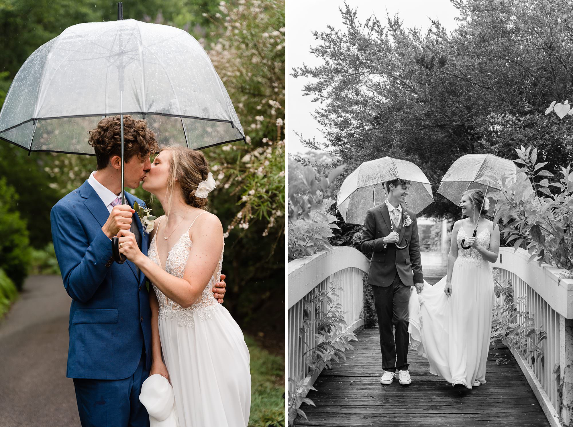 rainy wedding umbrellas botanical garden athens