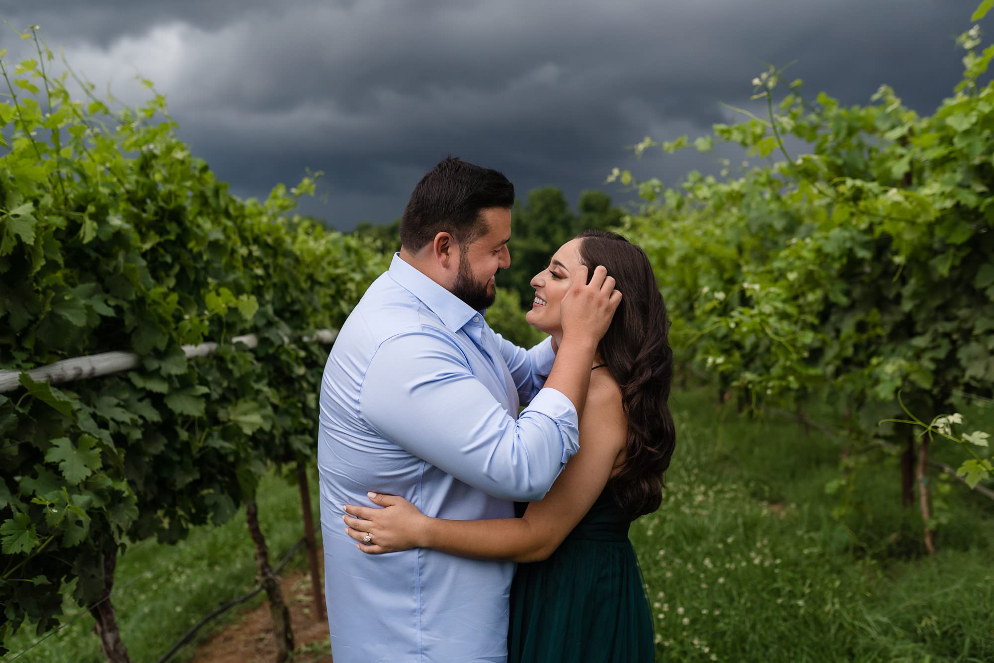 stormy rainy vineyard engagement