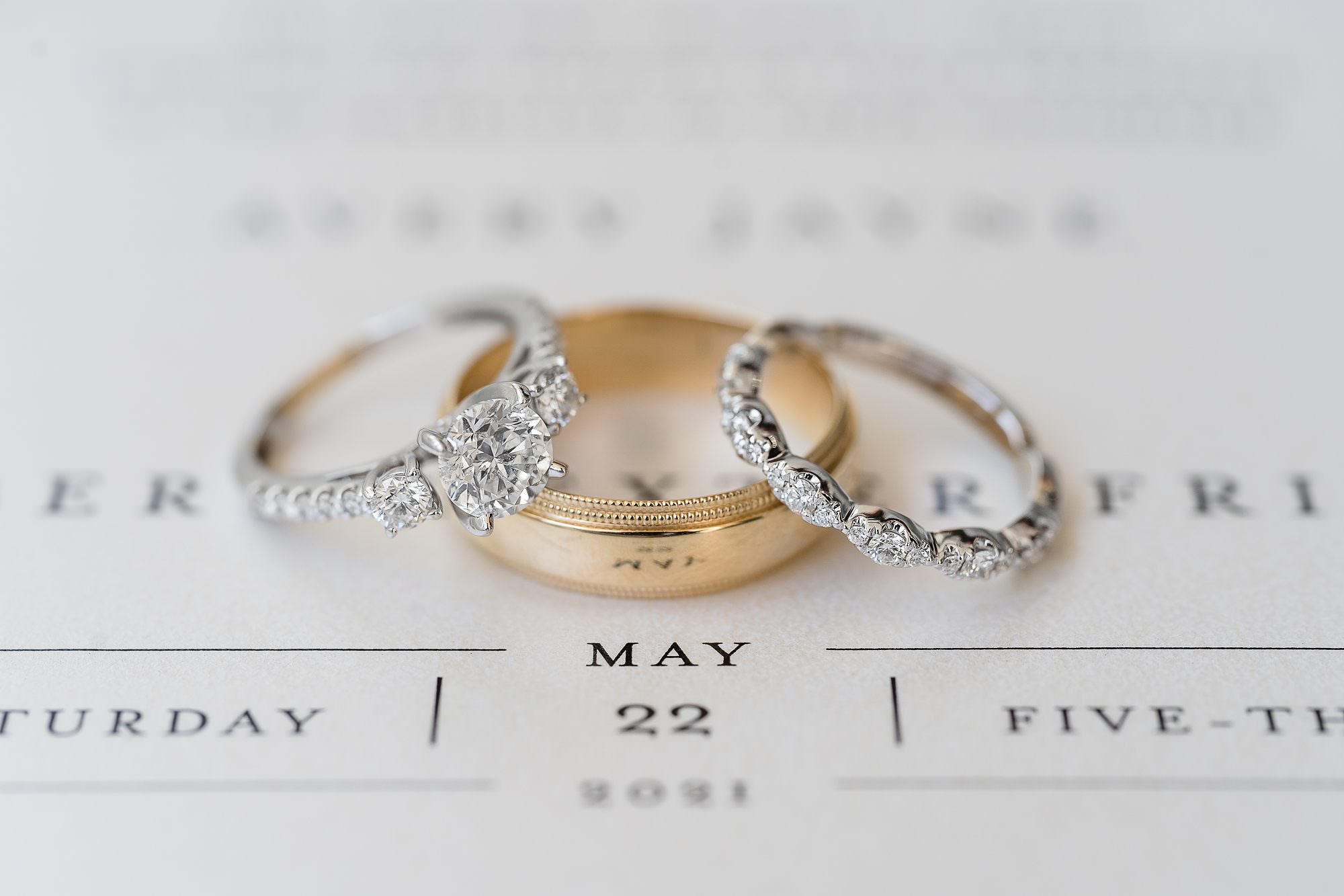 wedding rings on stationary