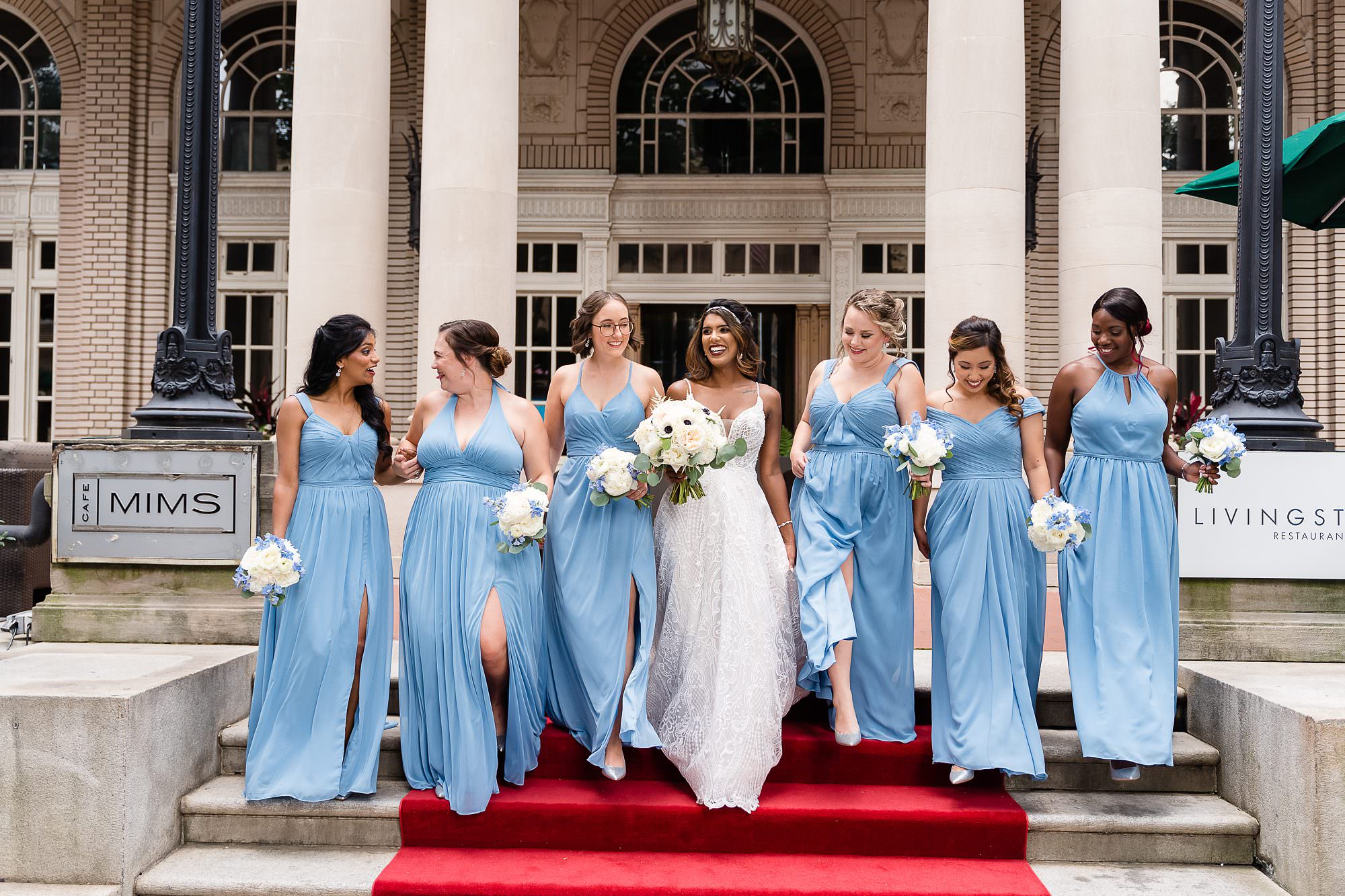 bridesmaids georgian terrace wedding blue