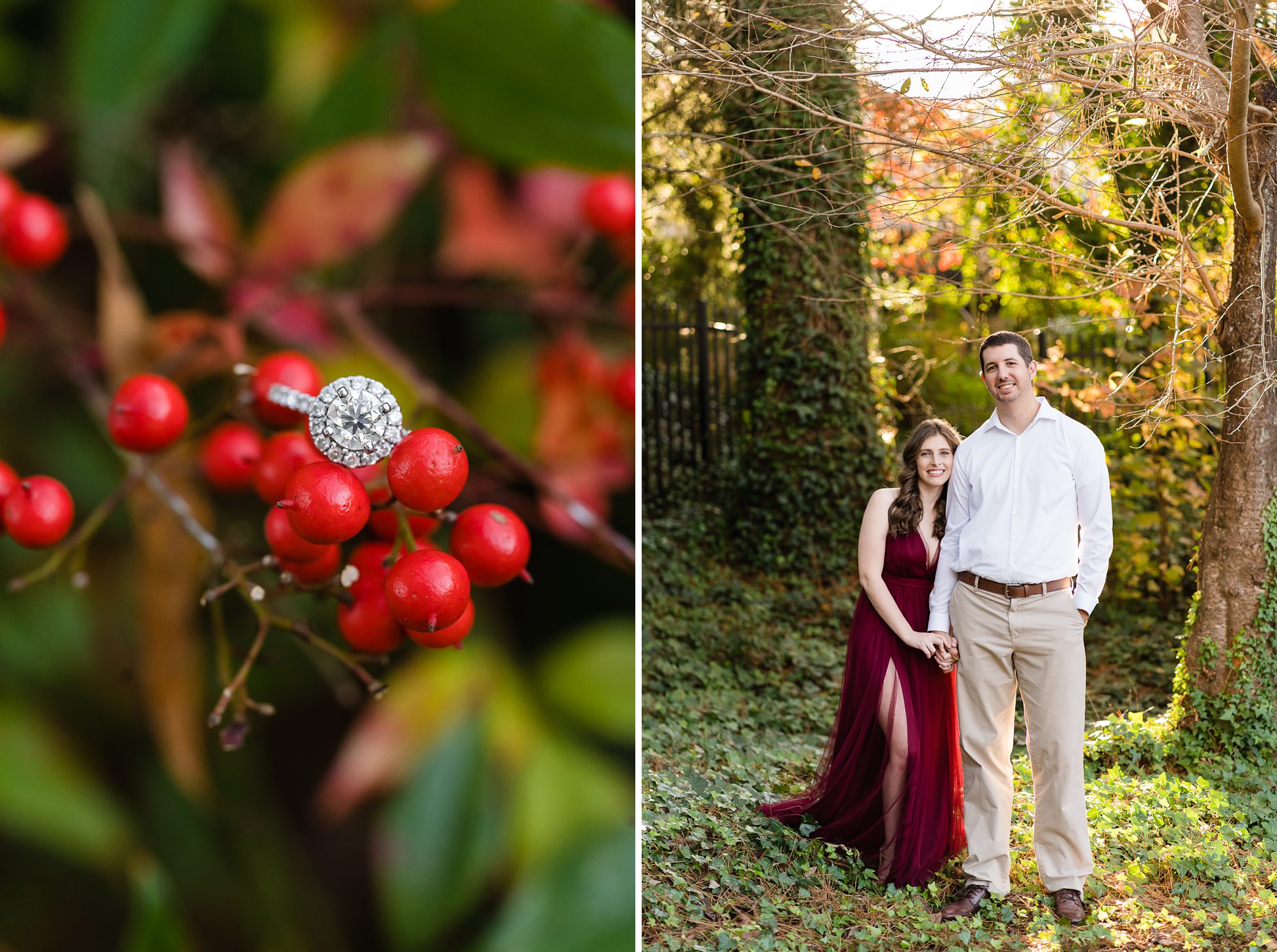 christmas engagement photos red