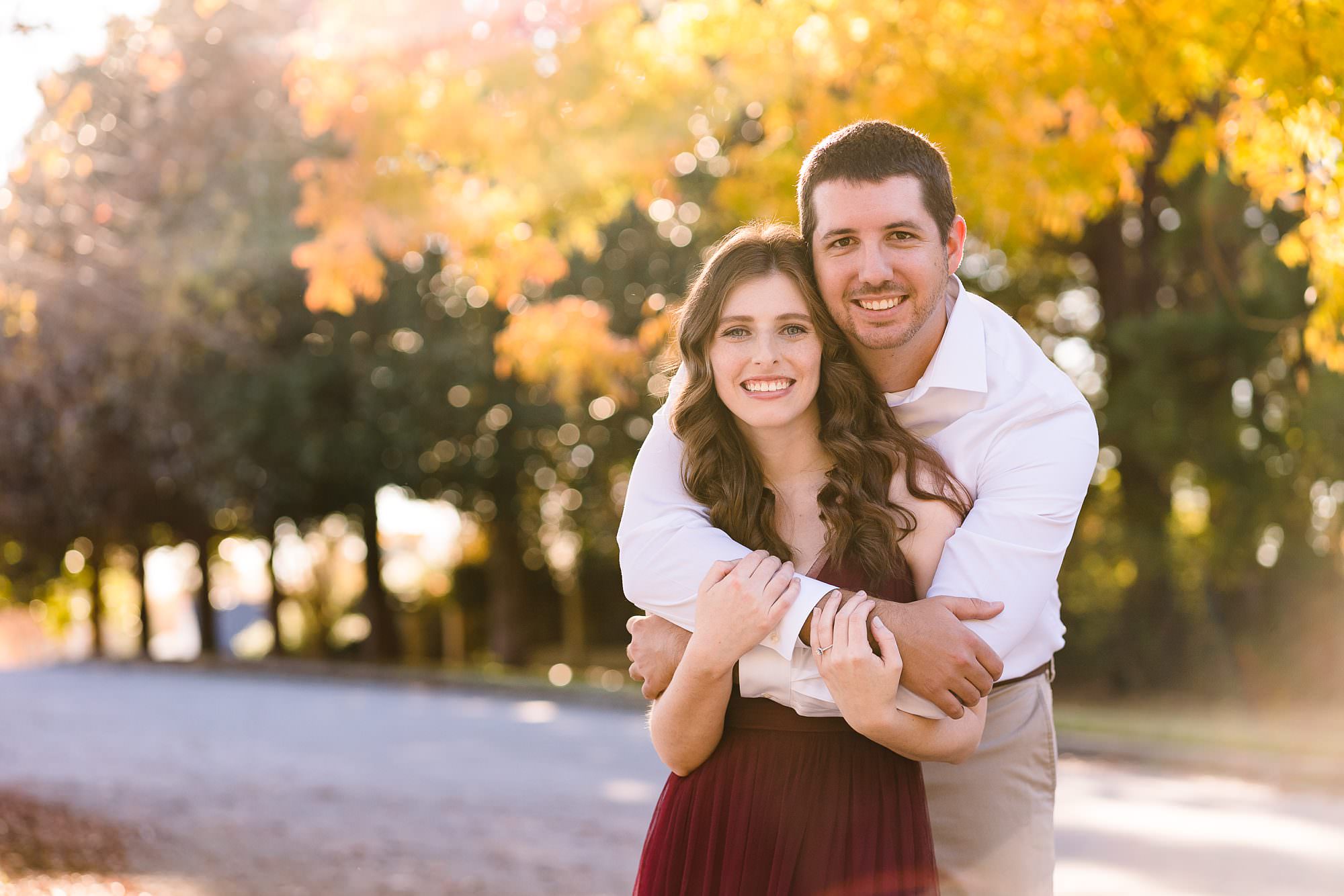 fall formal engagement couple