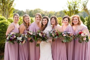 bridesmaids farm wedding mauve
