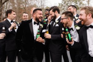 groomsmen beer black tie