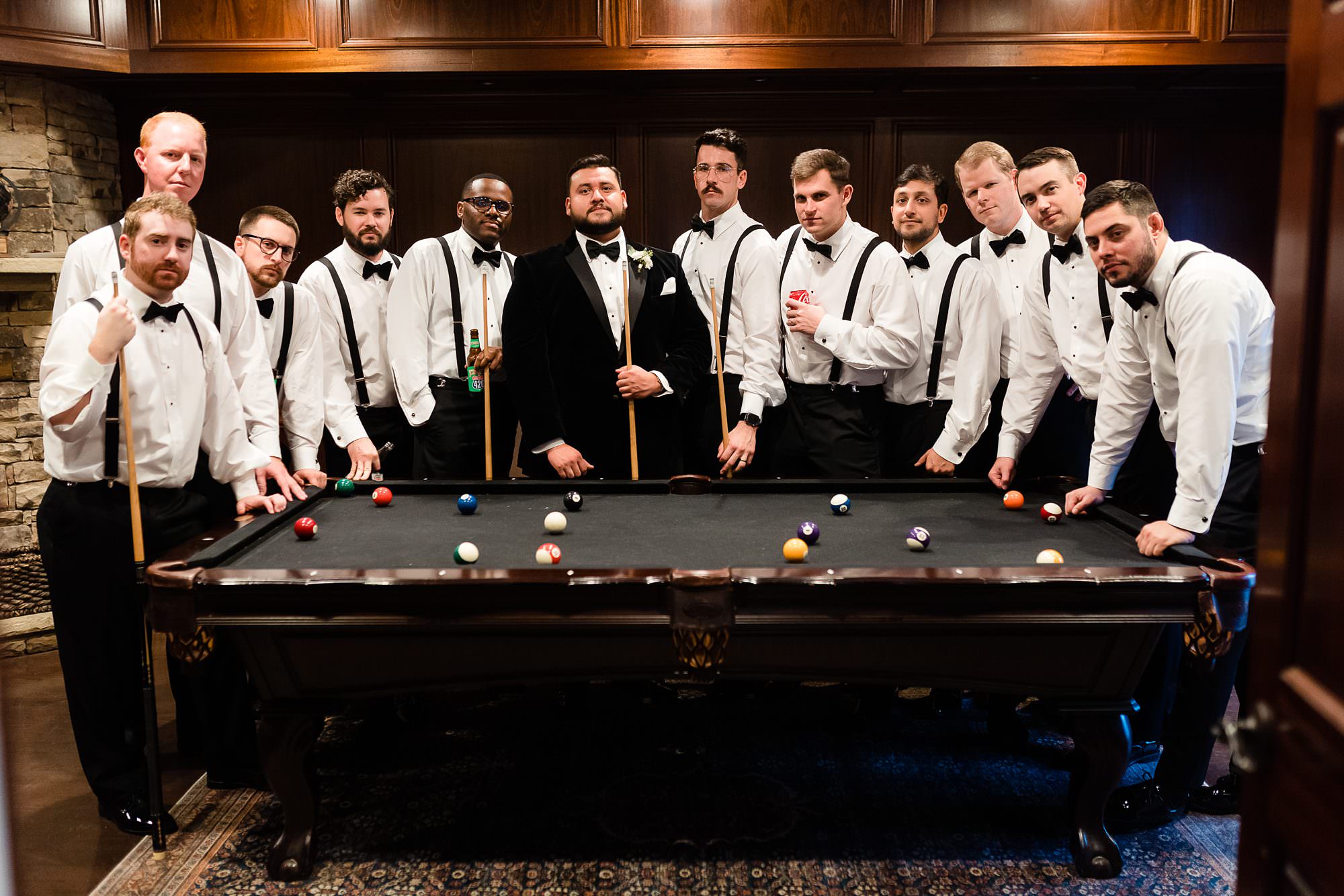 groomsmen pool table wedding