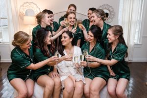 emerald green bridesmaids pajamas wedding