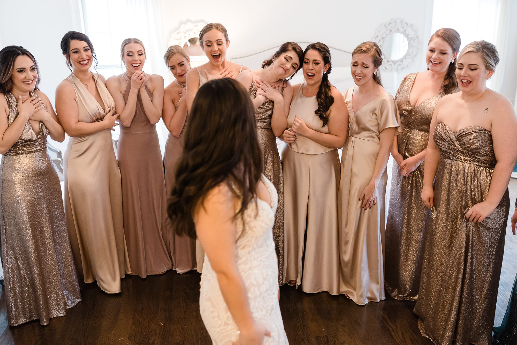 first look bridesmaids reaction wedding