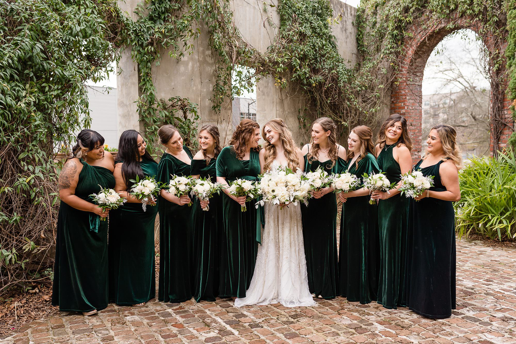 bridesmaids emerald green summerour studio