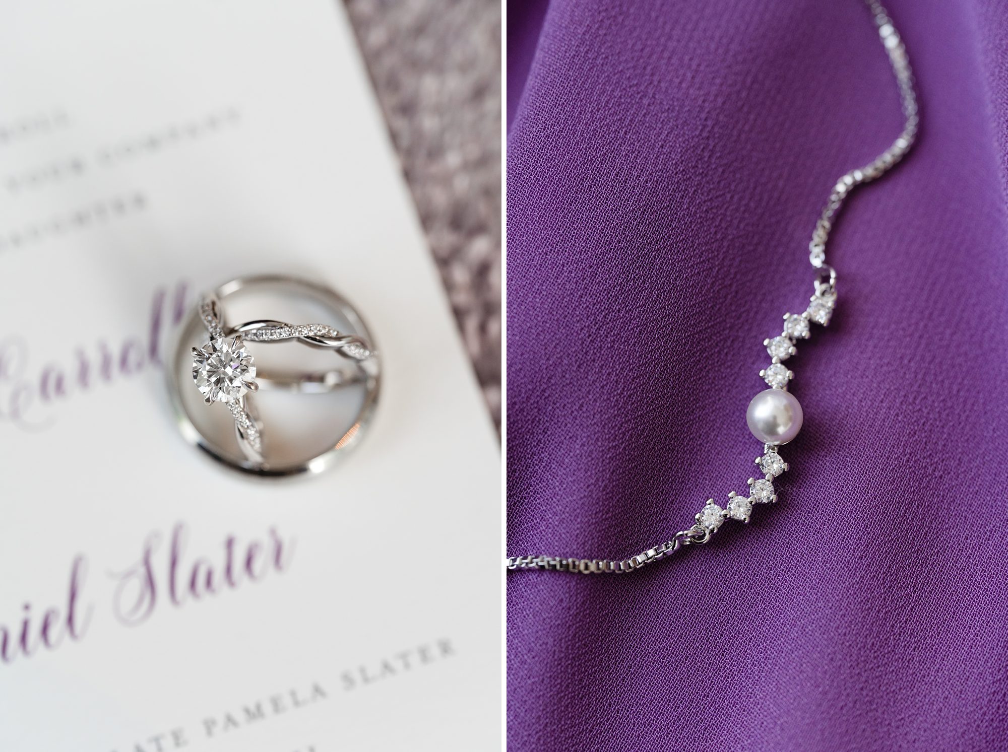 purple bridal details jewelry