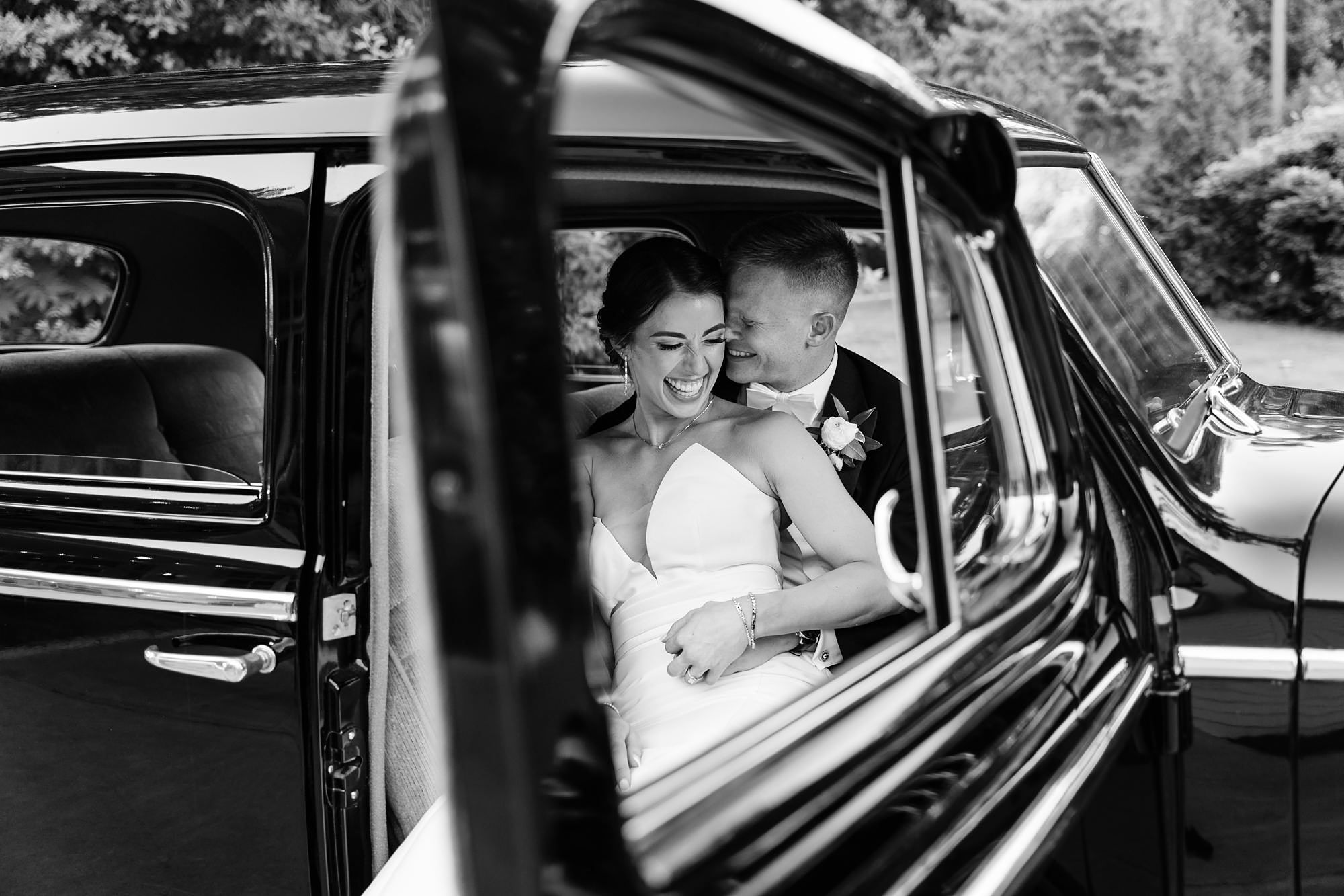 getaway car wedding vintage