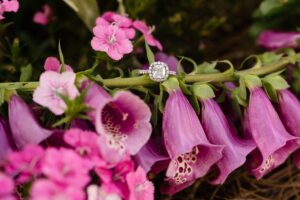 pink flowers engagement ring