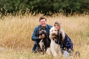 couple field dog pet photographer