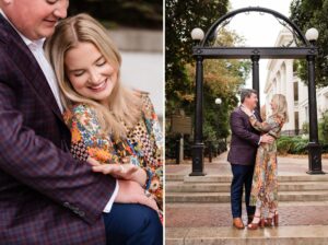 uga arch fall engagement couple proposal