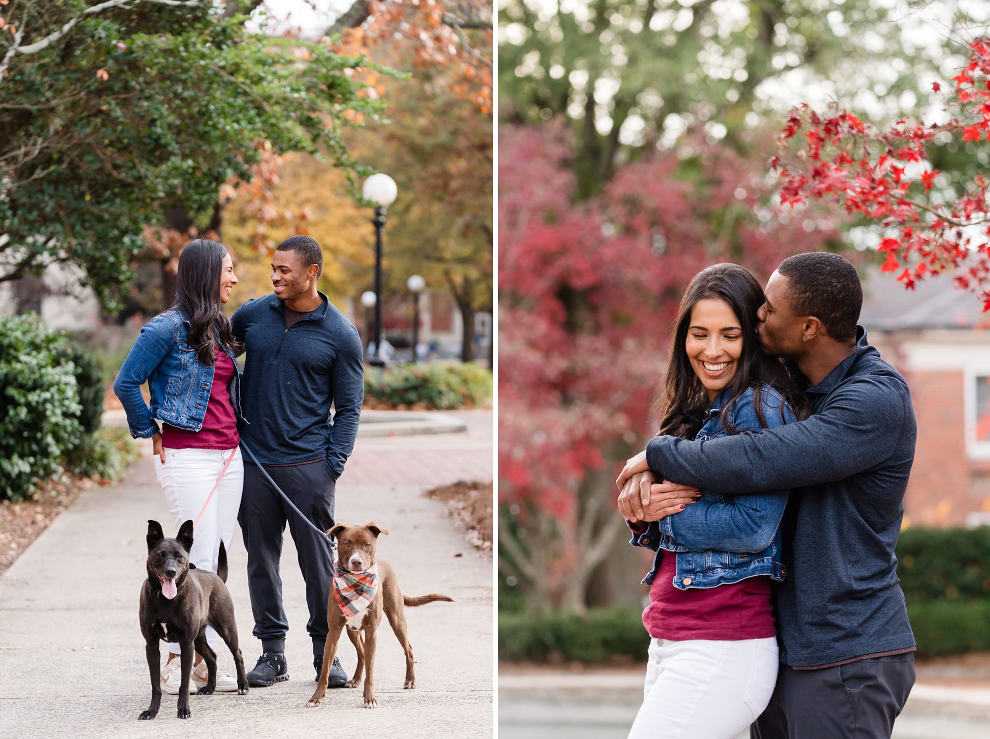 dogs couple fall north campus