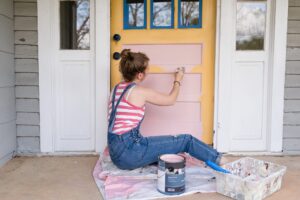 painting studio door pink
