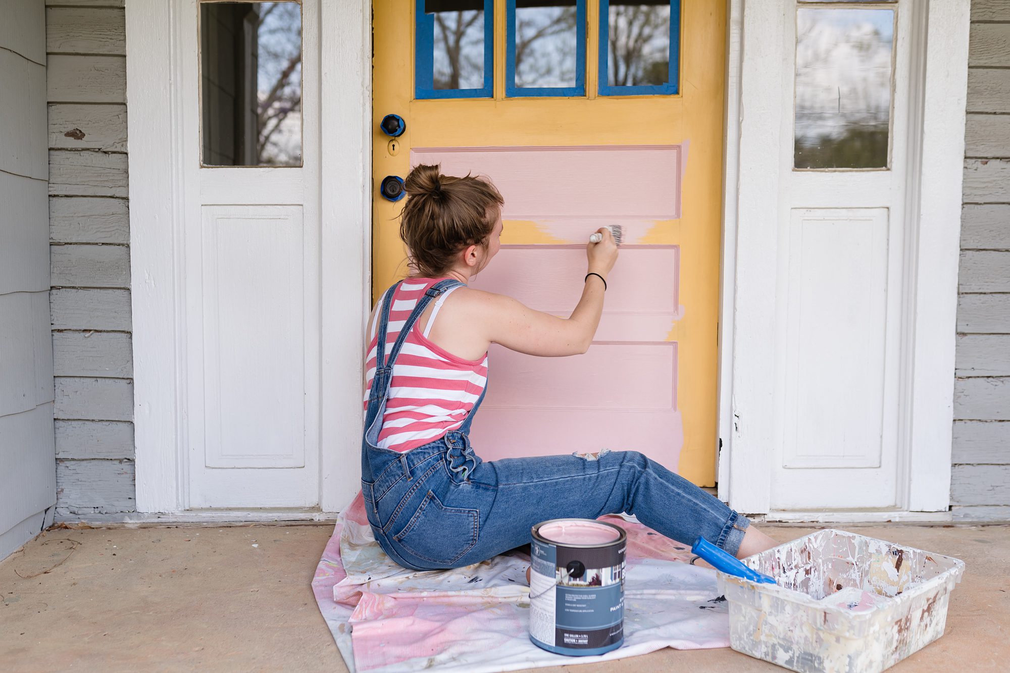 painting studio door pink