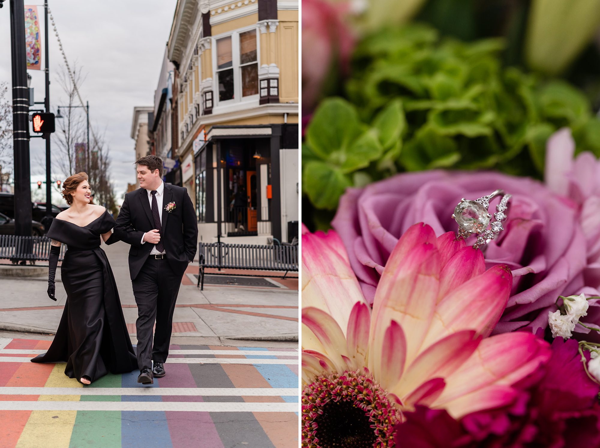 colorful wedding rainbow downtown athens