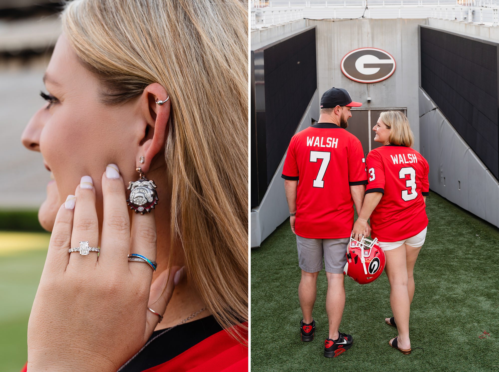 proposal couple engagement sanford stadium football