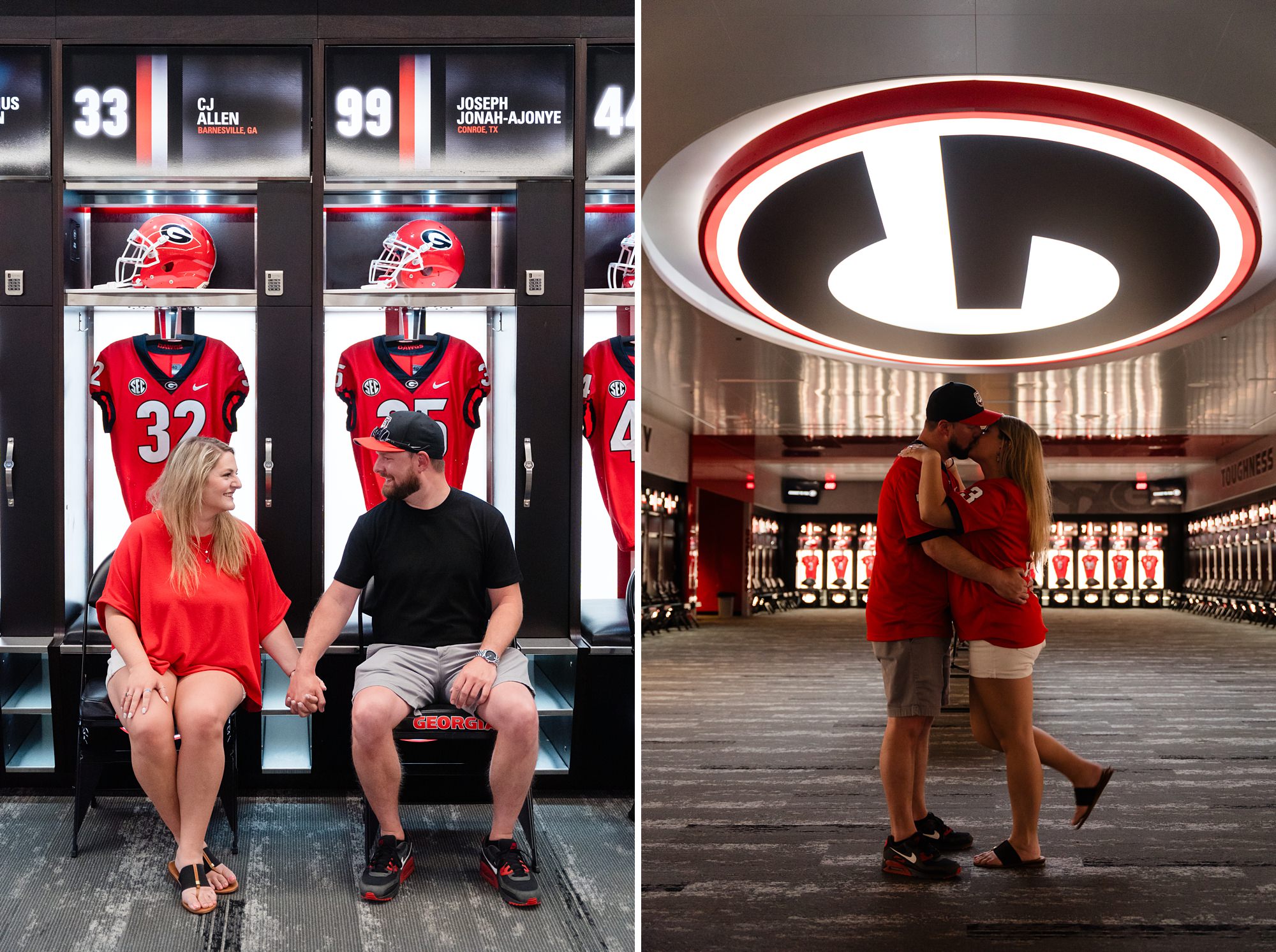 sanford stadium locker room georgia bulldogs couple engagement
