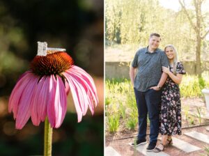 athens botanical garden engagement photographer ring flowers