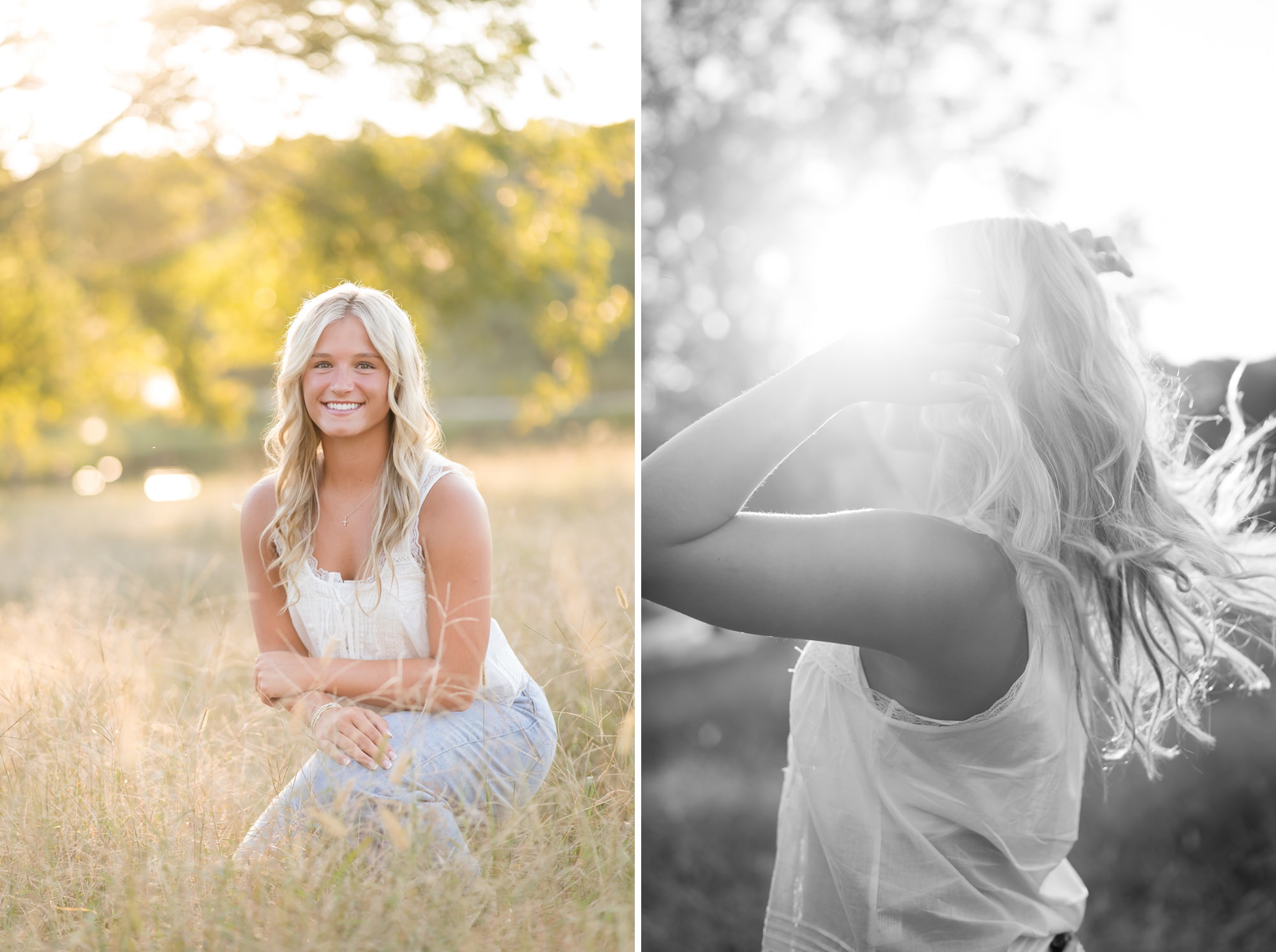 golden hour field sunset senior photographer