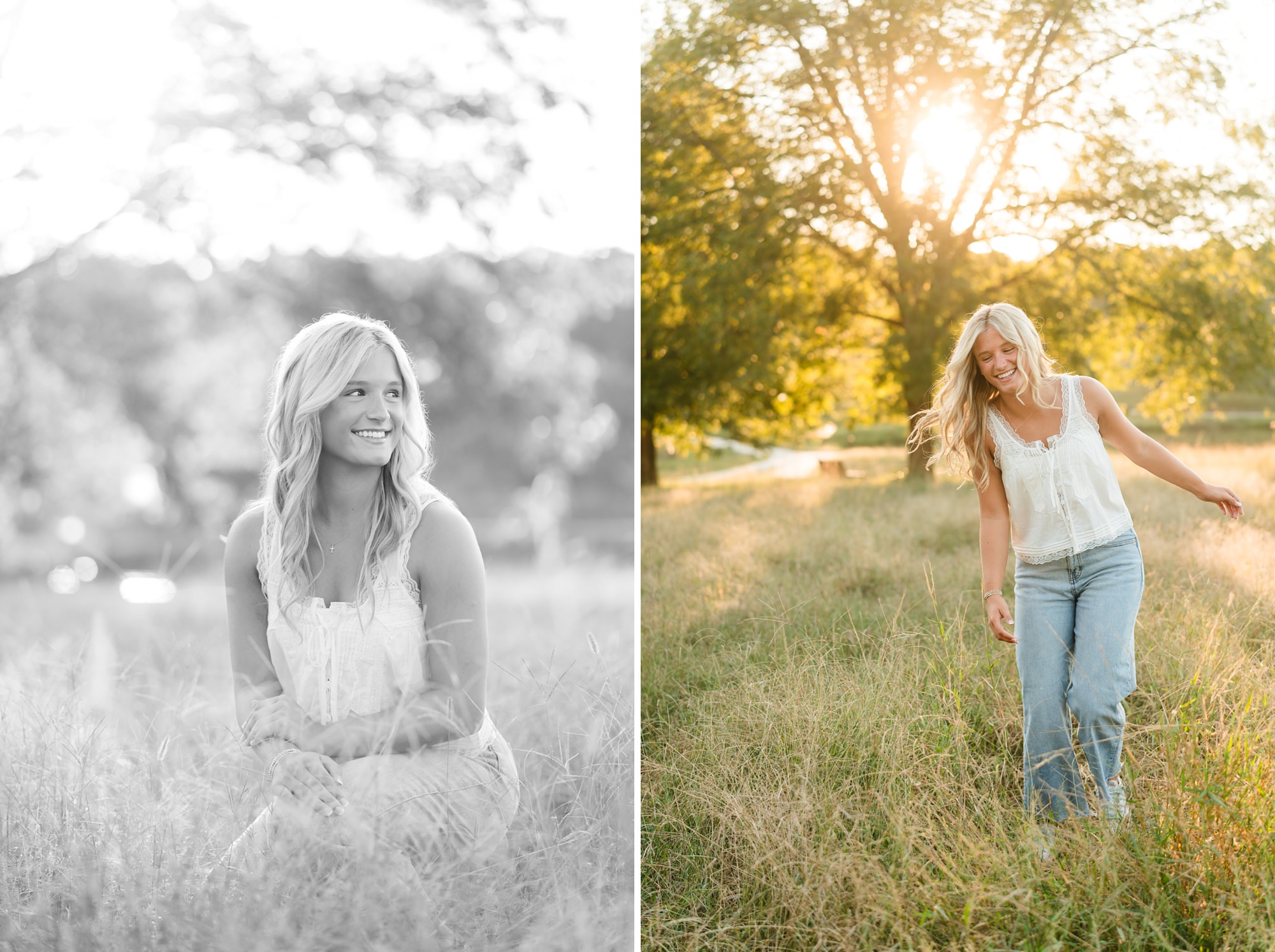 golden hour field sunset senior photographer