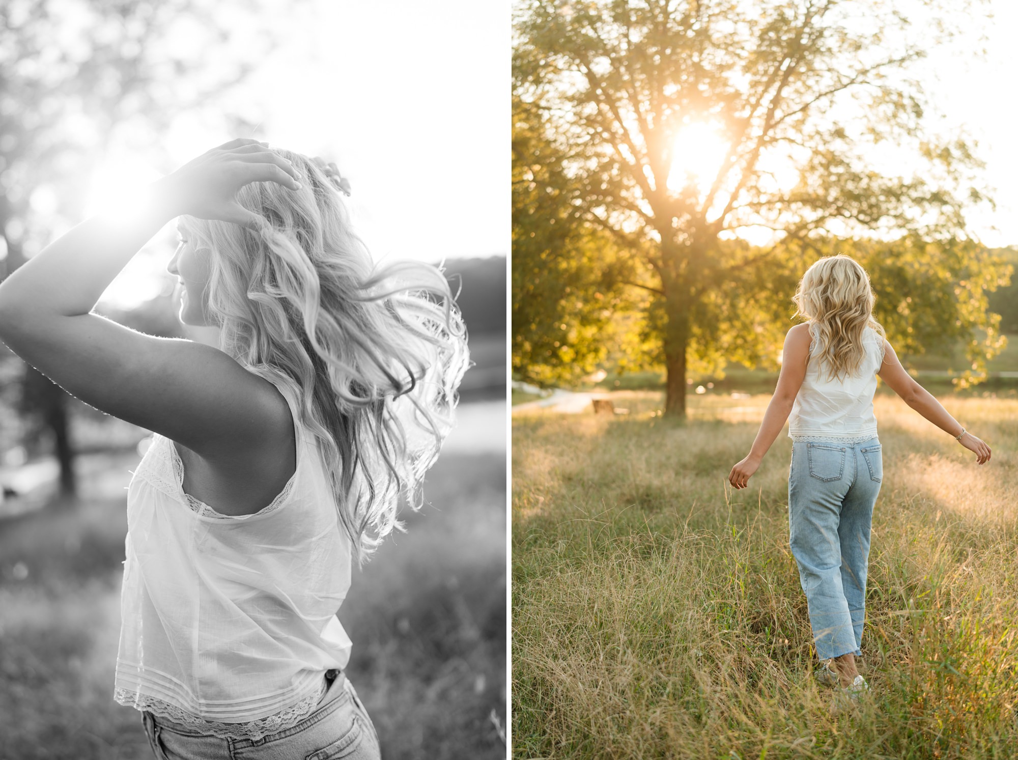 golden hour field sunset senior photographer